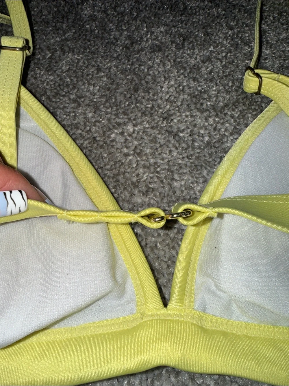 Yellow Striped Triangle Bikini Top